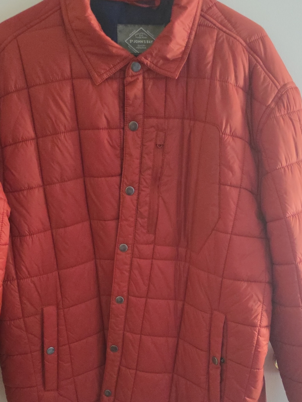 St. John's Bay Men's Quilted Orange-Red Puffer Jacket